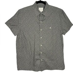 American Eagle Men’s Grey White Flex Short Sleeve Button Front Shirt Size Medium